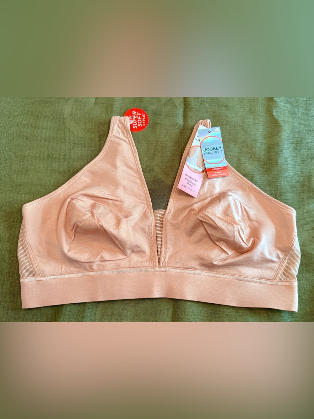 Jockey Forever Fit Supersoft Lightly Lined V-Neck Bra - Rose (Size 3 XL)